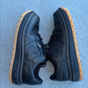 Nike Air Force 1 Men's Black Gum with Gold Features Sneakers